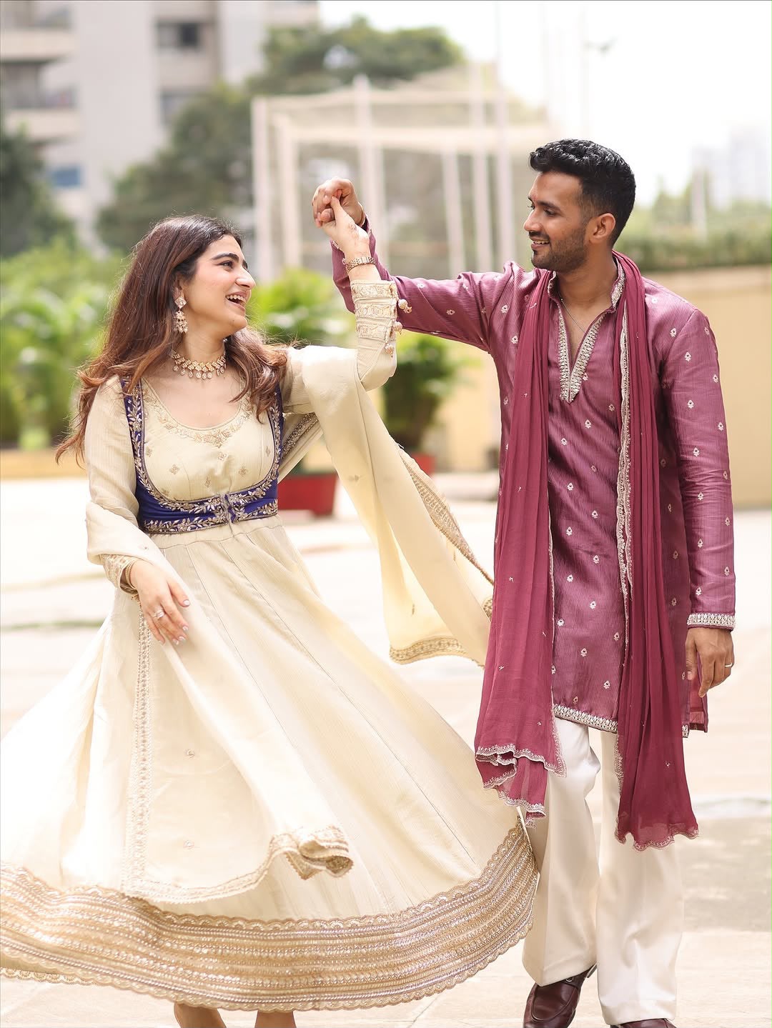Elegant Chinon Silk Anarkali Set