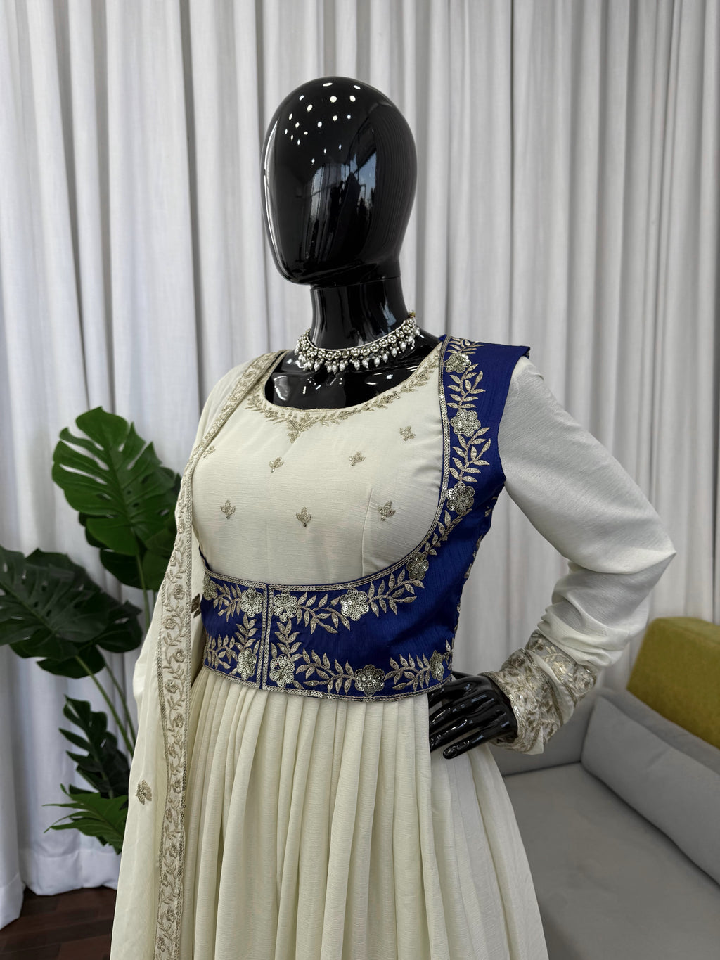 Elegant Chinon Silk Anarkali Set