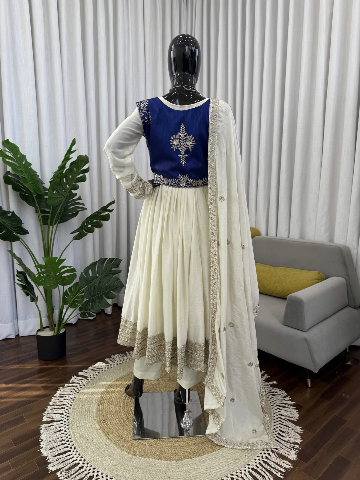 Elegant Chinon Silk Anarkali Set