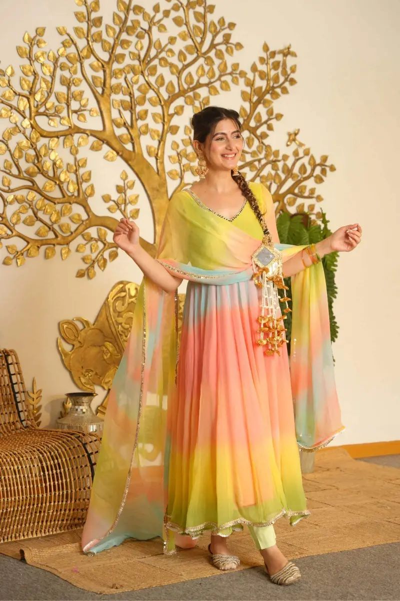 Faux Georgette Anarkali Set
