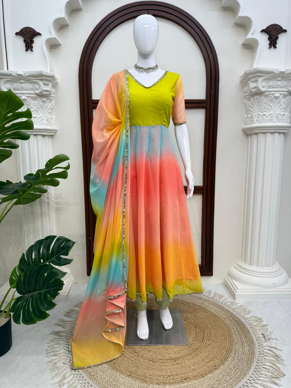 Faux Georgette Anarkali Set