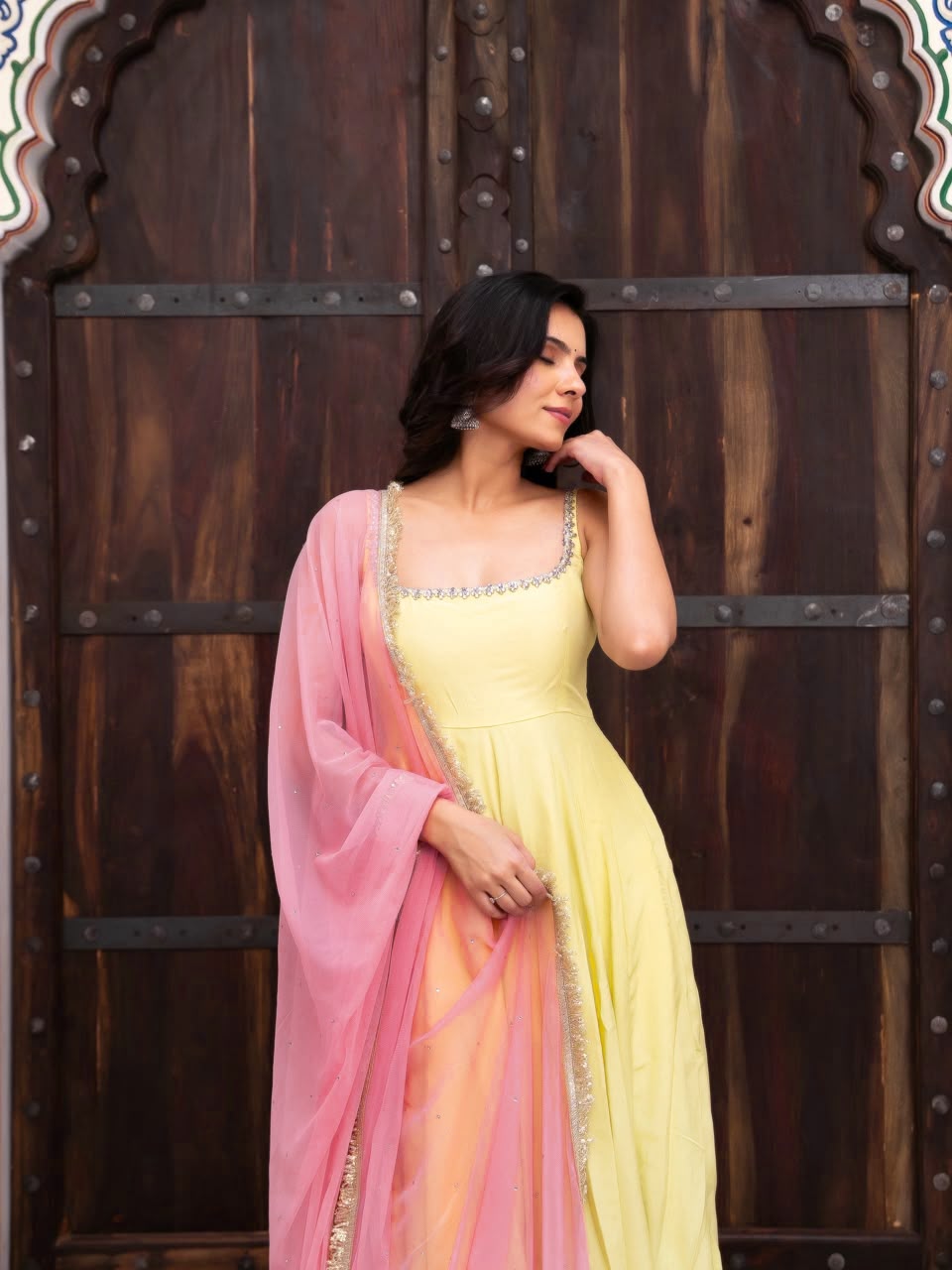 Elegant Faux Georgette Anarkali Set