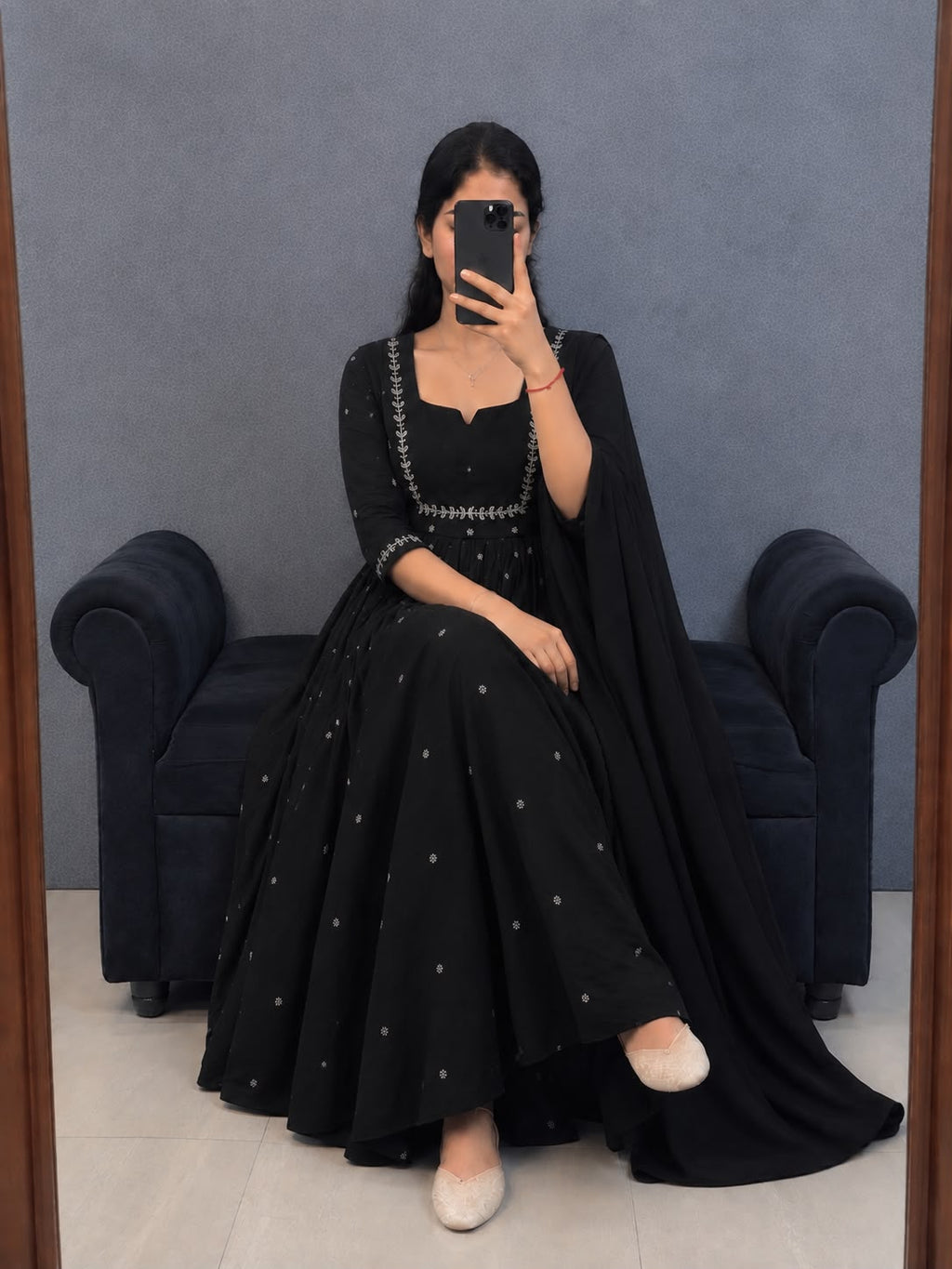 Silk Anarkali Gown with Dupatta