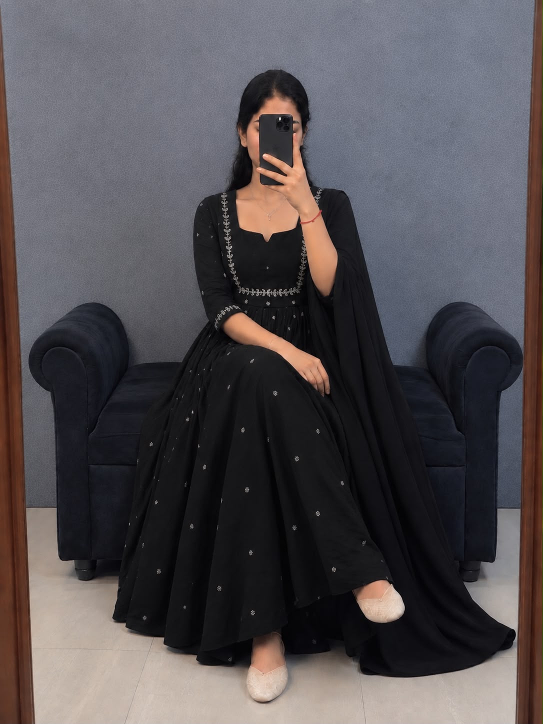 Silk Anarkali Gown with Dupatta