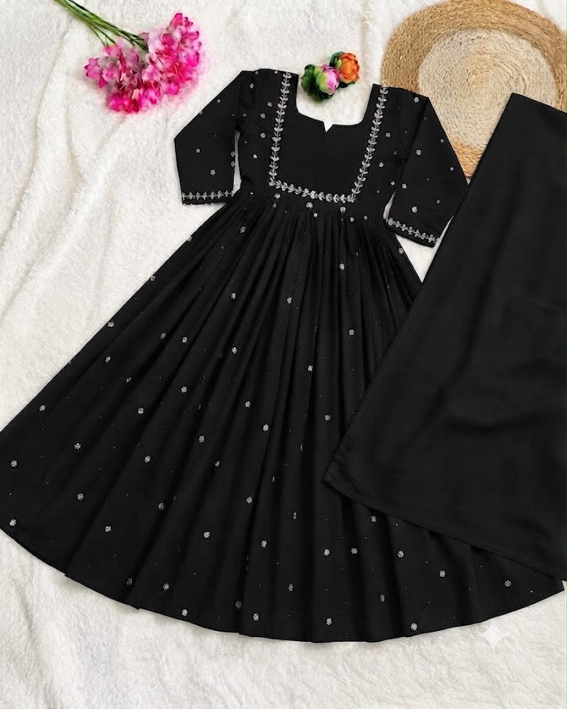 Silk Anarkali Gown with Dupatta