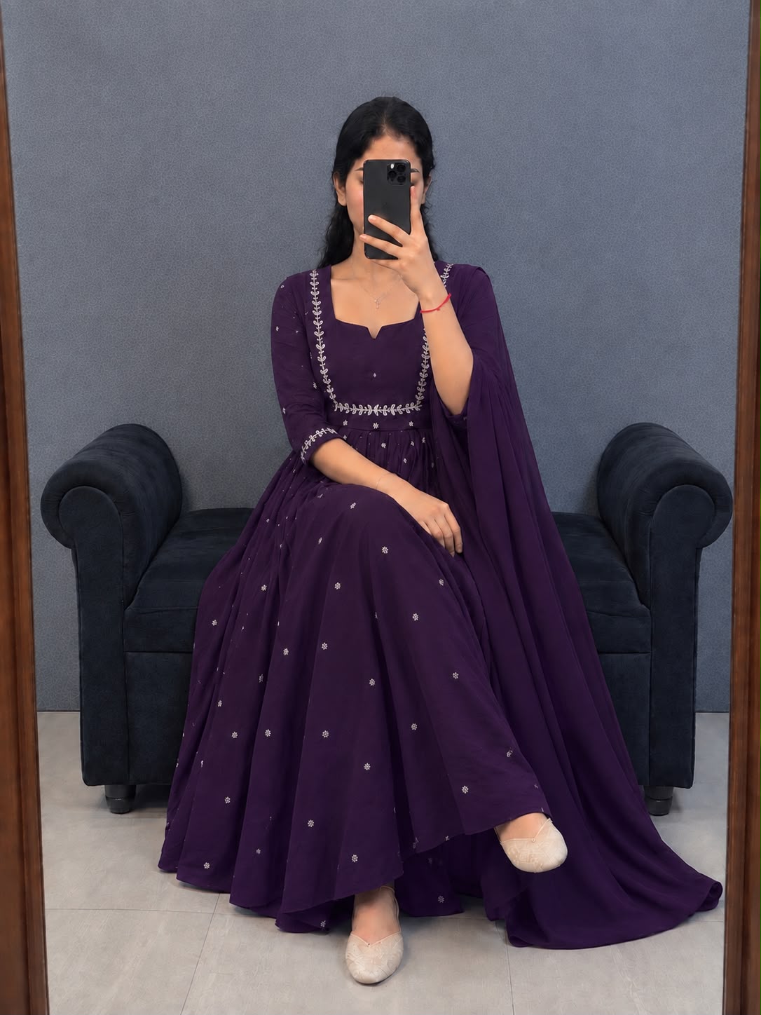 Silk Anarkali Gown with Dupatta