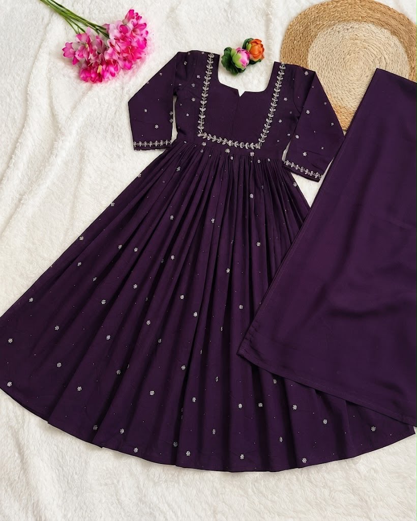 Silk Anarkali Gown with Dupatta