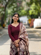Elegant Anarkali with Kalamkari Dupatta