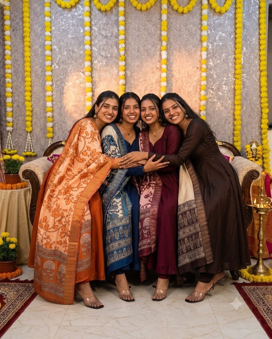 Elegant Anarkali with Kalamkari Dupatta