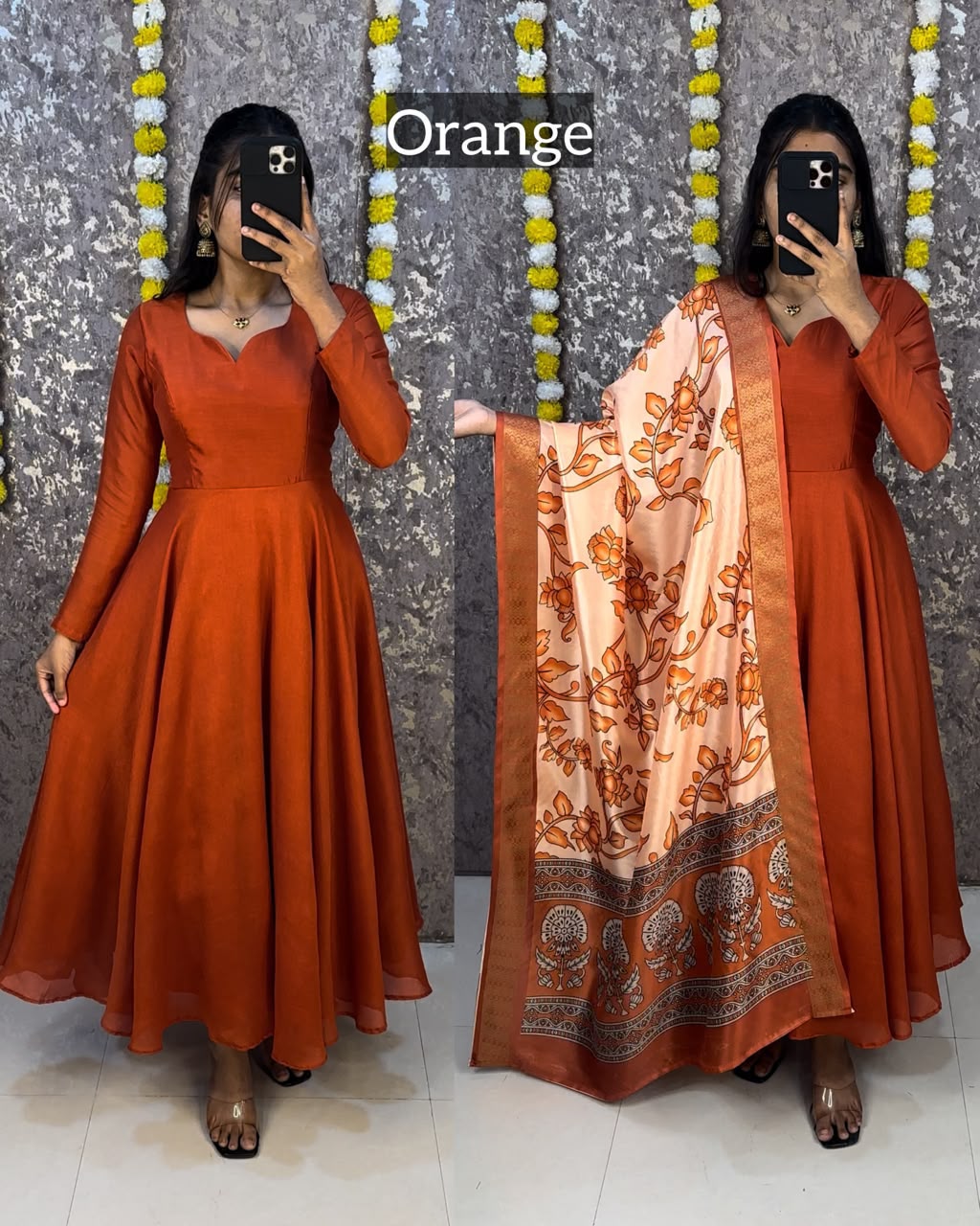 Elegant Anarkali with Kalamkari Dupatta