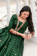 Bottle Green Polka Paithani Gown