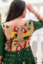 Bottle Green Polka Paithani Gown
