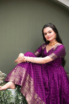 Elegant Zari Weave Flared Gown
