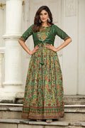 Elegant Printed Gown with Jacket