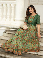 Elegant Printed Gown with Jacket