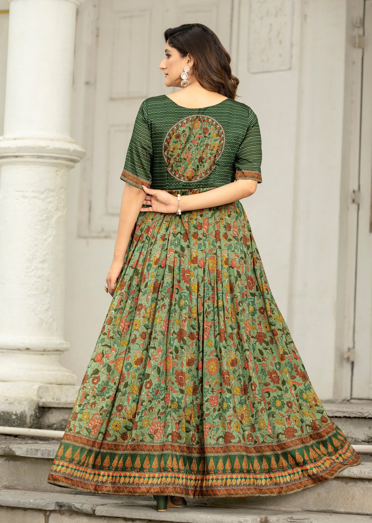 Elegant Printed Gown with Jacket