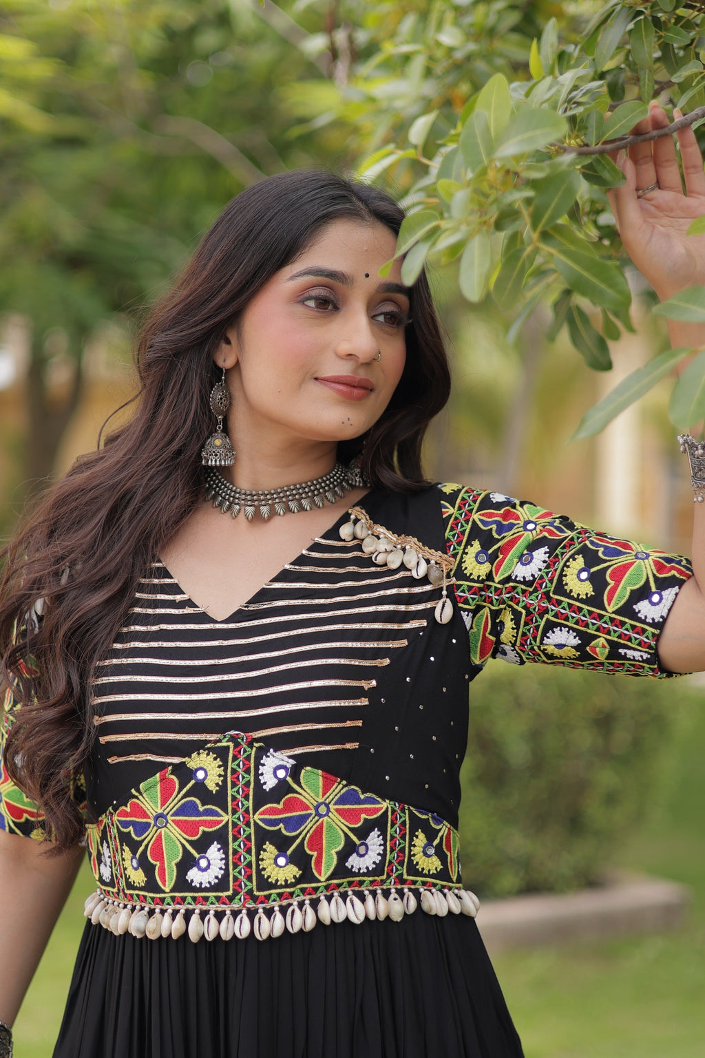 Rust And Black Kutchi Gamthi Gown