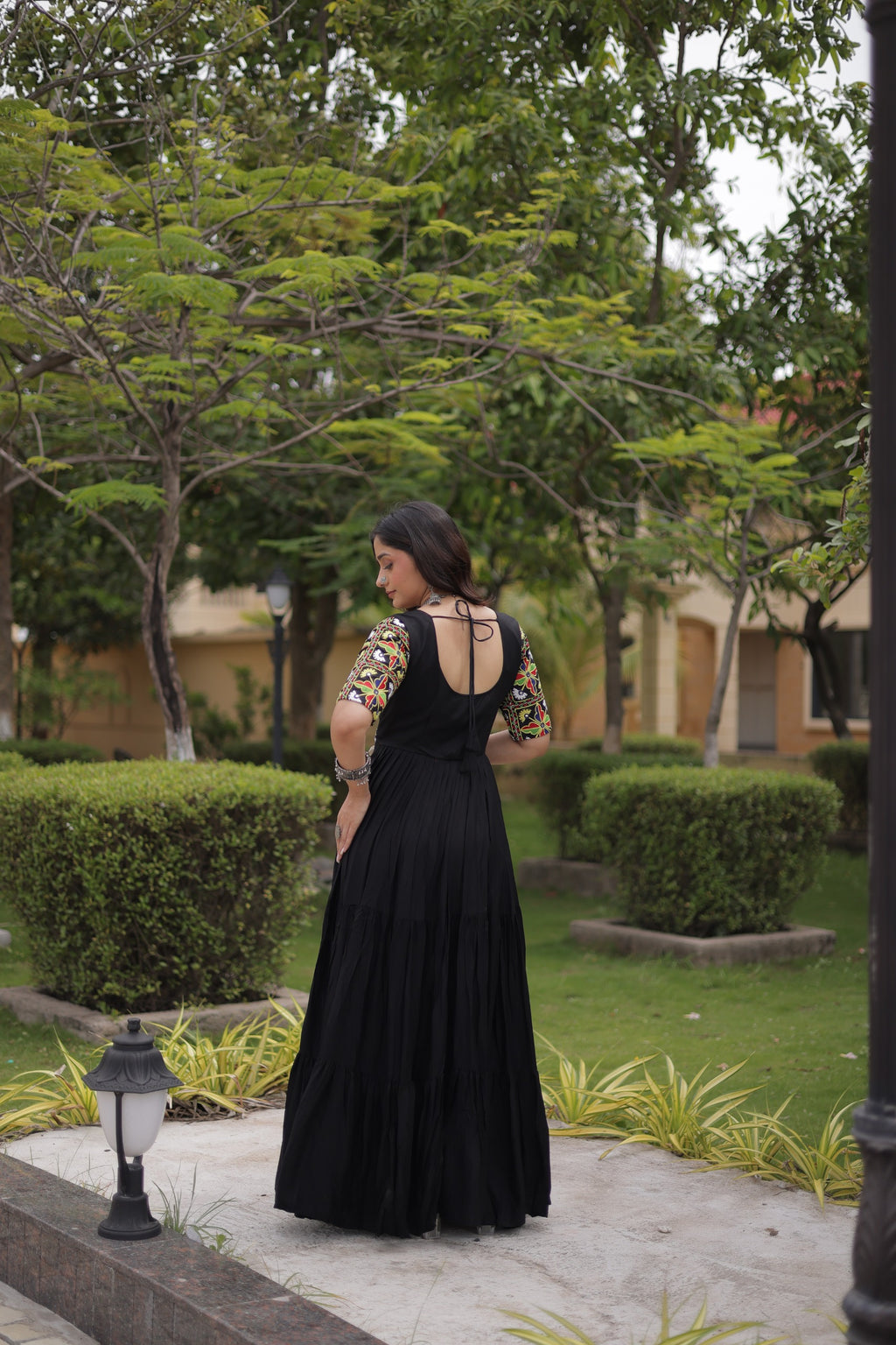 Rust And Black Kutchi Gamthi Gown