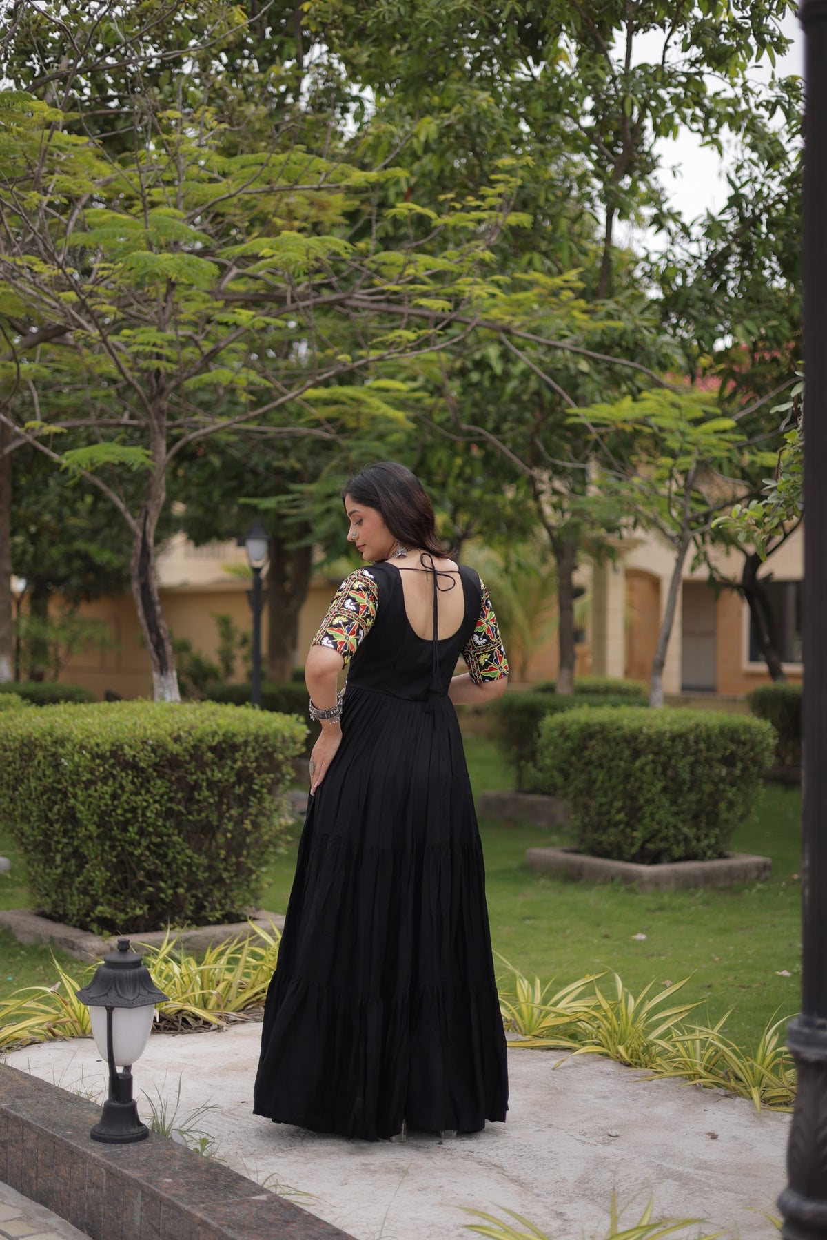 Rust And Black Kutchi Gamthi Gown