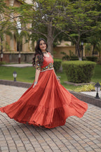 Rust And Black Kutchi Gamthi Gown
