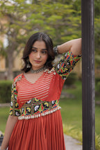 Rust And Black Kutchi Gamthi Gown