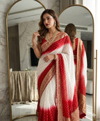 Elegant Viscose Georgette Lace Pallu Saree