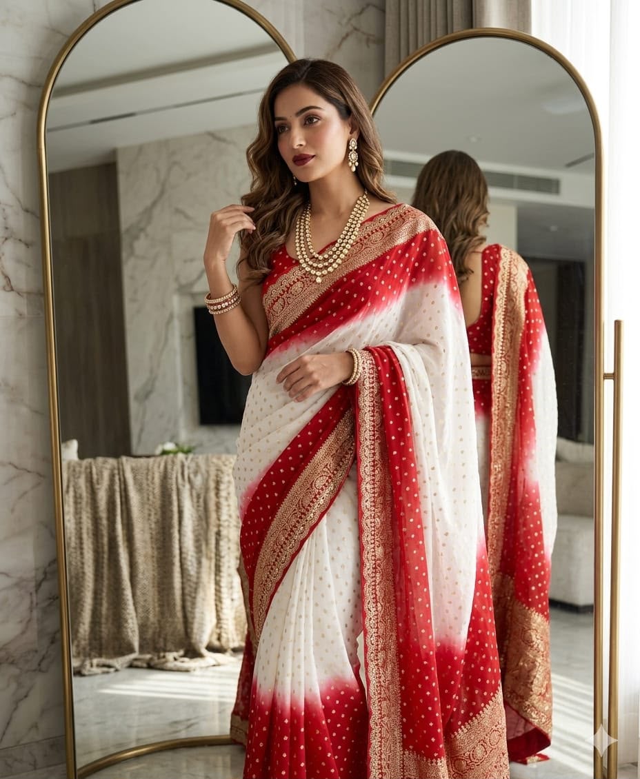 Elegant Viscose Georgette Lace Pallu Saree