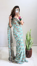 Shibori Pure Georgette Mirror Work Saree