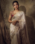 Rashmika Mandana White Silk Saree