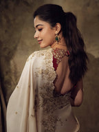 Rashmika Mandana White Silk Saree