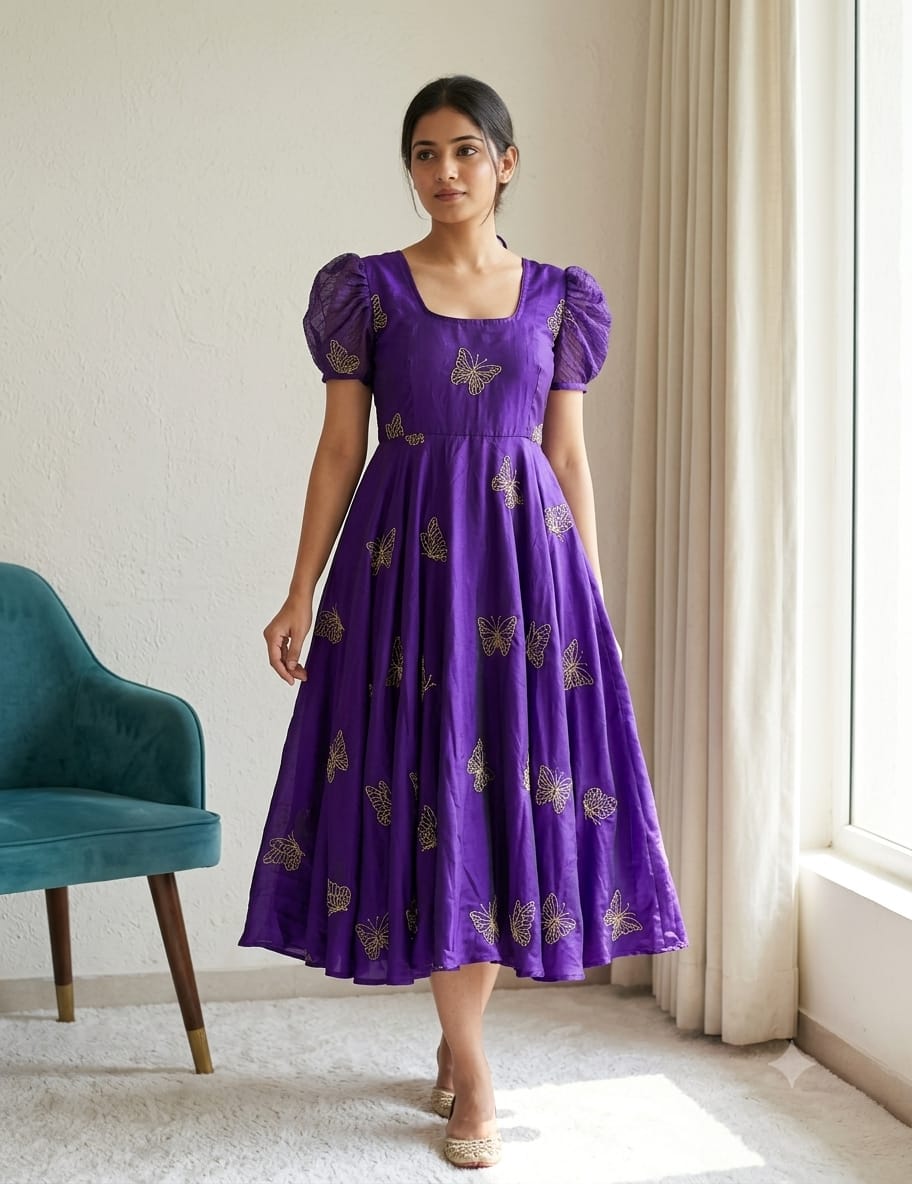 Rangoli Beaded Sequin Silk Gown
