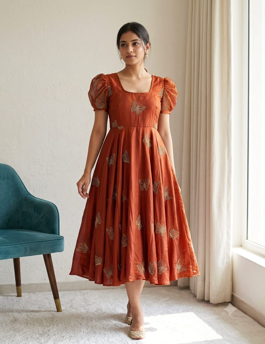 Rangoli Beaded Sequin Silk Gown