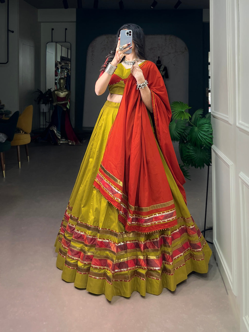 Dhabu Cotton Ghughri Lehenga