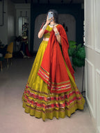 Dhabu Cotton Ghughri Lehenga