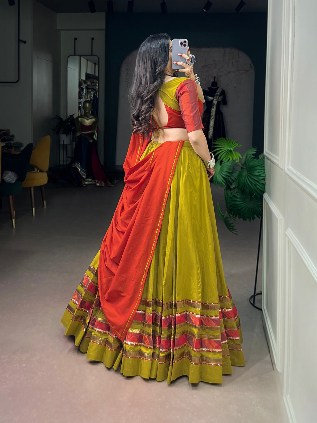 Dhabu Cotton Ghughri Lehenga