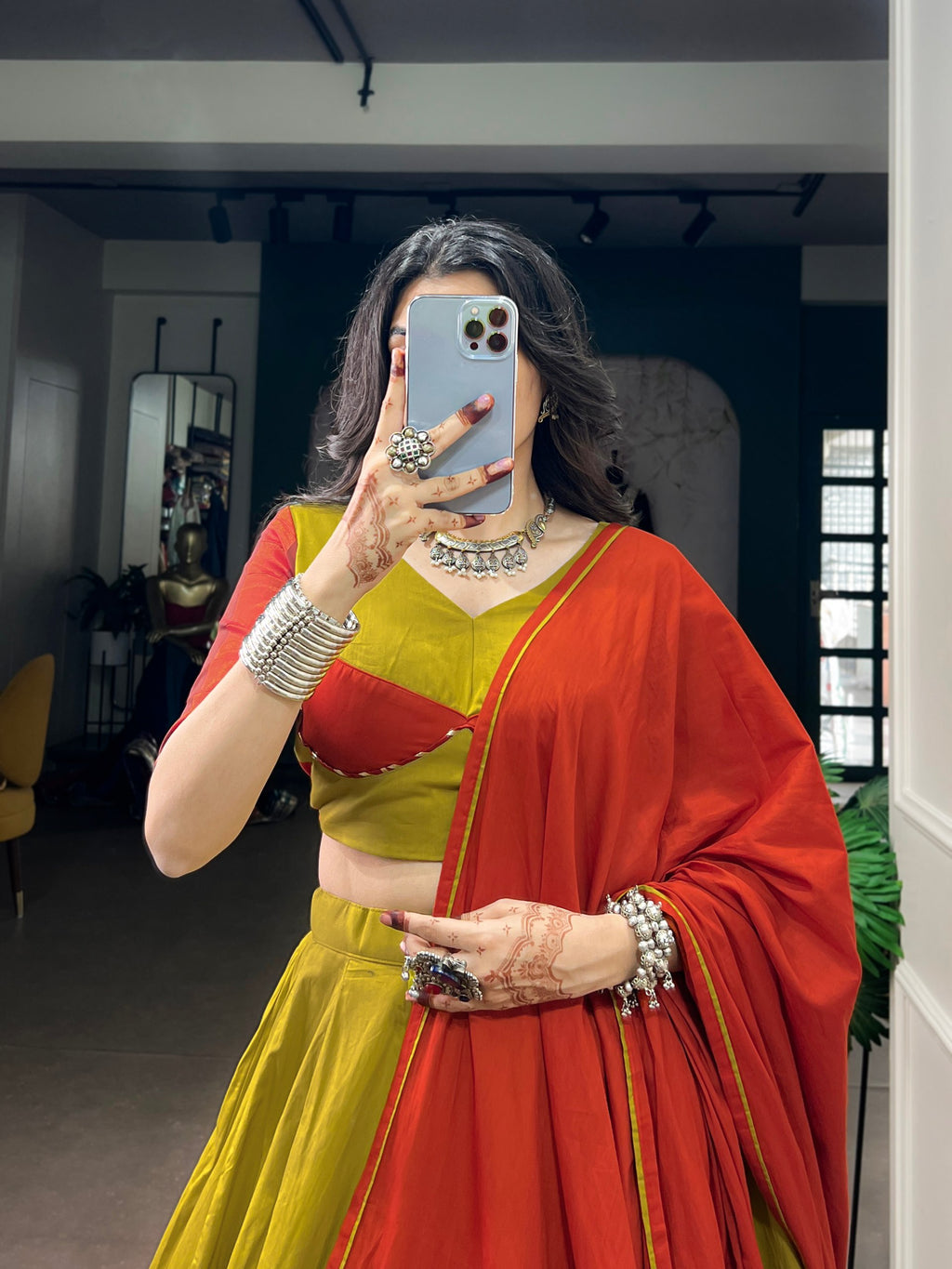 Dhabu Cotton Ghughri Lehenga